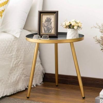 Round Side Table, Metal End Table, Nightstand/Small Tables for Living Room