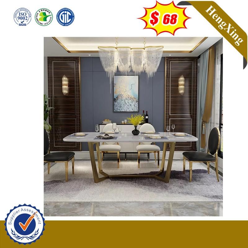 Contemporary Style Wooden Marble Table Top Living Furniture 6-Seater Table Set
