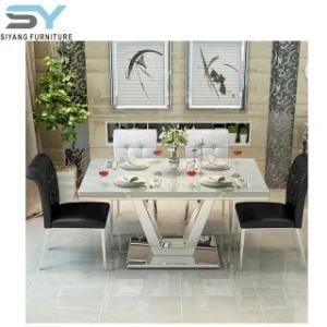 Modern Furniture Dinner Table Set Steel Textilene Chair Restaurant Table