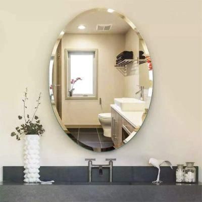 Home or Hotel Horizontal or Vertical Oval Wall Mounted Mirror Dressing Make-up Mirror Frameless Decor Mirror for Bedroom or Bathroom