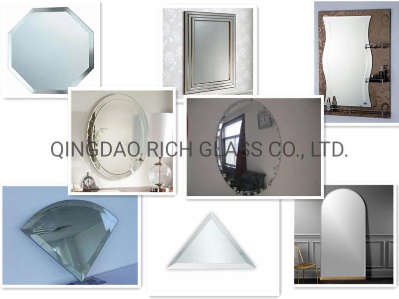 3 4 5mm Customized Size Silver Aluinum Mirror Glass for Bathroom Decoration