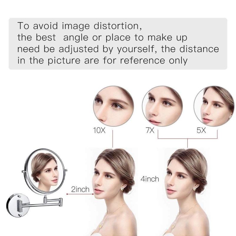 Home Hotel Decor Bathroom Wall Mounted Arm Magnifying Makeup Mirror for Hotel Guest Room