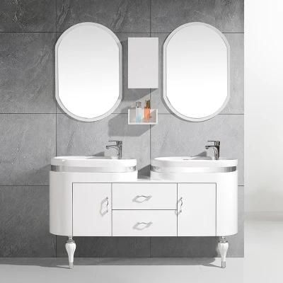Modern Wall Mounted Bathroom Vanity / Double Sink Bathroom Cabinets