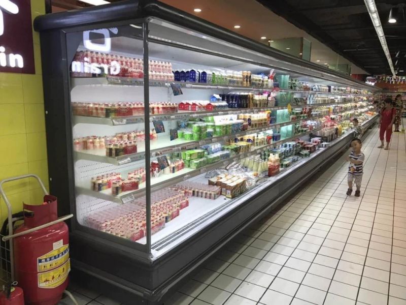 Remote Multidecks Open Chiller Cabinets for Supermarket Fresh Vegetable Drink