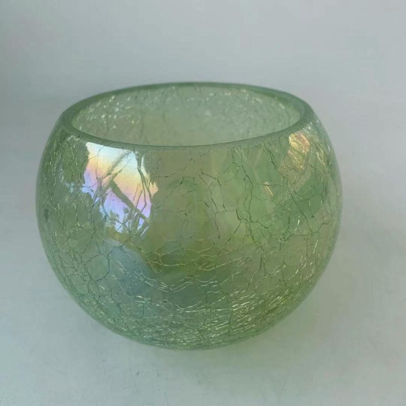 Hot Sell Unique Crack Pattern Glass Candle Holder for Home Decoration