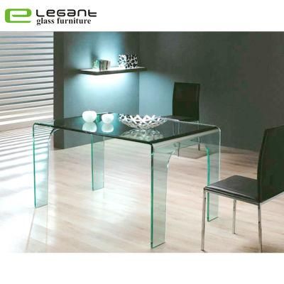 Modern Clear Curved Glass Dining Table