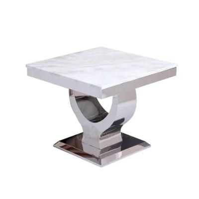 Modern Nordic Unique Fancy Design Home Furniture Marble Top Gold Metal Base Round High Coffee Side Table