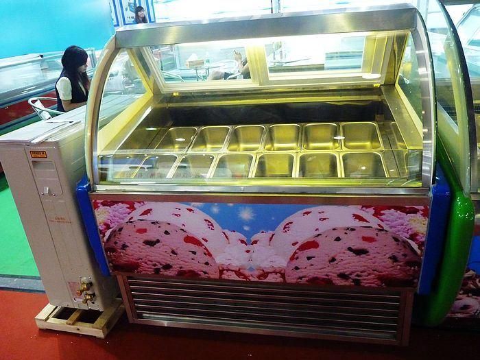 Hard Ice Cream Glass Machinery Freezers Display Cabinet Freezer Showcase