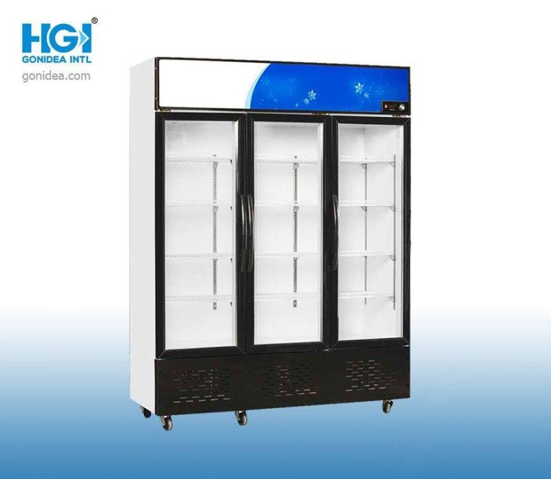Pulling Type Double Glass Door 505L Upright Display Showcases for Supermarket LC-1000kxa
