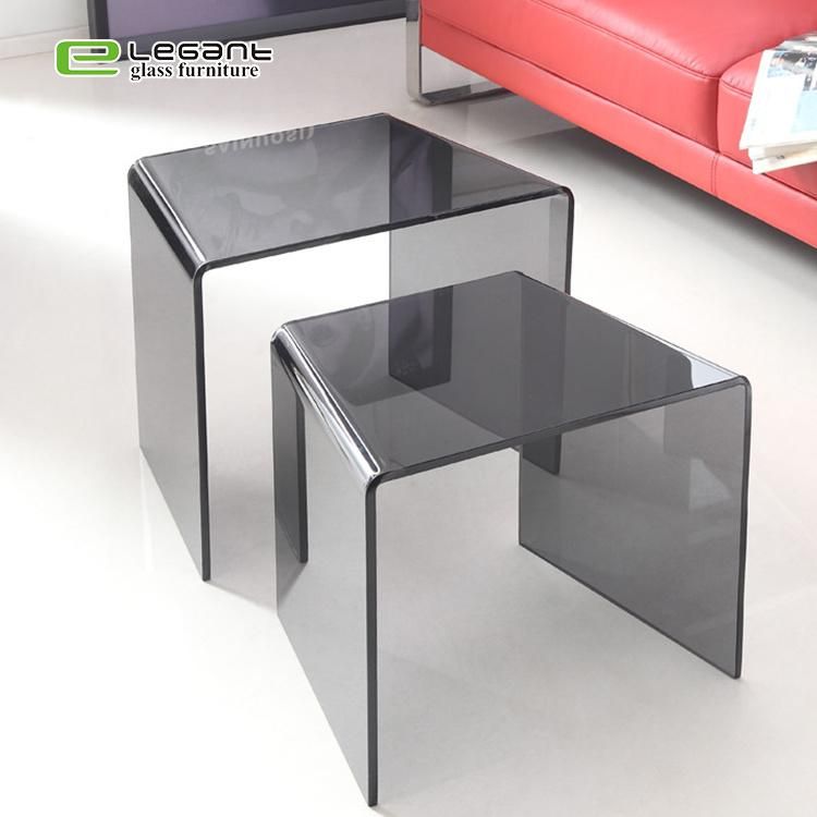 European Style Built-in Cabinet Decorate White Gloss Glass Side Table