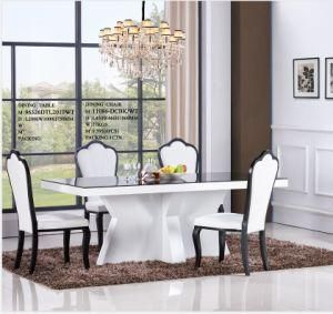 MDF Licing Dining Room Glass Dining Table Set and Chair Tempered Glass Desk Modern Home Furniture