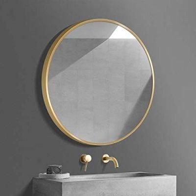 Round Brass Aluminum Alloy Framed Mirror for Bathroom Decoration