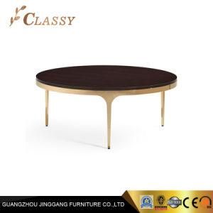 New Round Coffee Table in Glass and Solid Wooden Furniture