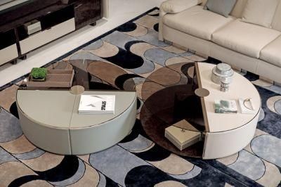Luxury Home Furniture Living Room Center Table Combination Modern Nordic Villa Furniture Marble Glass Round Side Tea Coffee Table