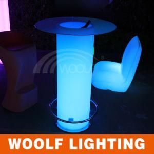 LED Light Glass Bar Table with Ice Bucket