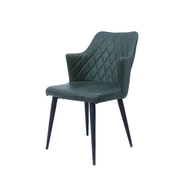Home Banquet Living Room Furniture Green PU Leather Dining Chair with Metal Leg