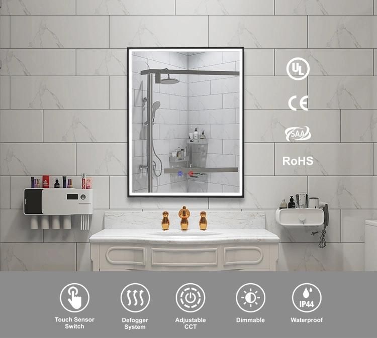 Hotel Bathroom Mirror Modern Style Vanity Mirror LED Lighted IP44 Grade