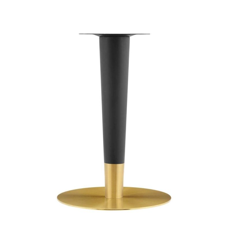Home Furniture Space Saving White Coating MDF Top and Black Gold Metal Pedestal Base Leg Square Dining Table