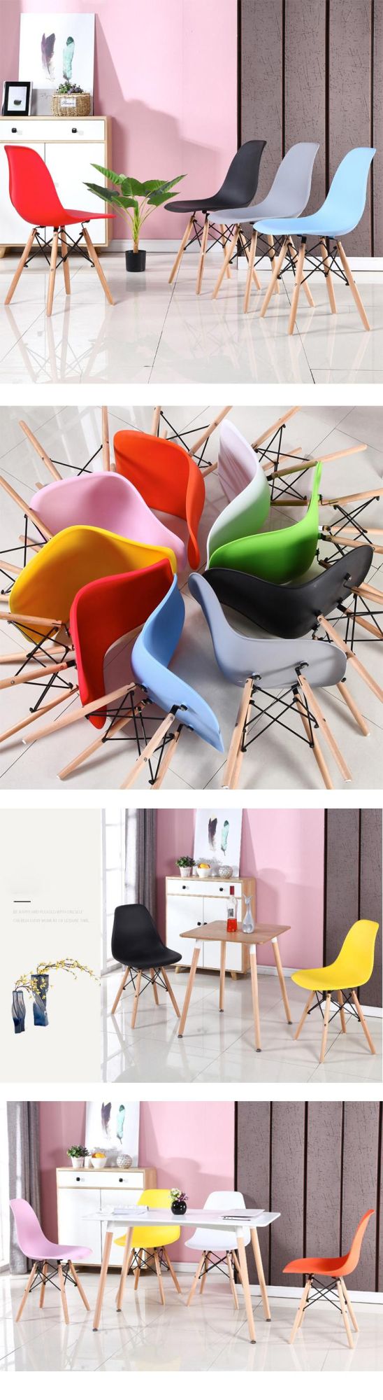 Hot Selling Home Hotel Living Room Furniture Plastic Colorful Dining Chair with Wooden Legs for Banquet Wedding Party