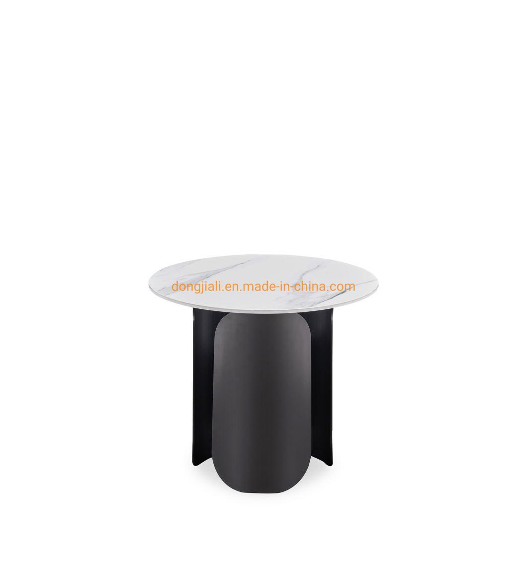Modern Round Home Furniture with Coffee Table Black Chrome Metal Frame