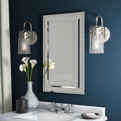 3-6mm Wall Mounted Full Length Bevel Polish Edge Bathroom Frameless Dressing Mirror with Hanger