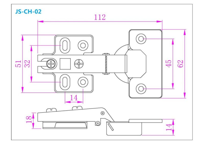 Stainless Steel 304 Cabinet Concealed Hinge Wooden Cabinet Hardware Furniture Accessoires