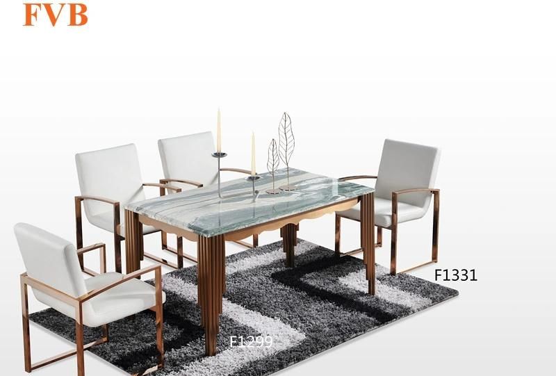 Home Furniture Dining Room Table and Chair Set with Marble Top