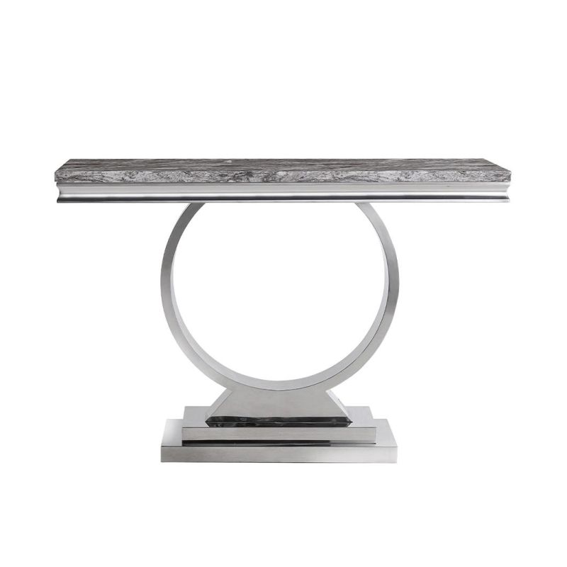 China Wholesale Professional Stainless Steel Furniture Metal Steel Console Table with Marble Top