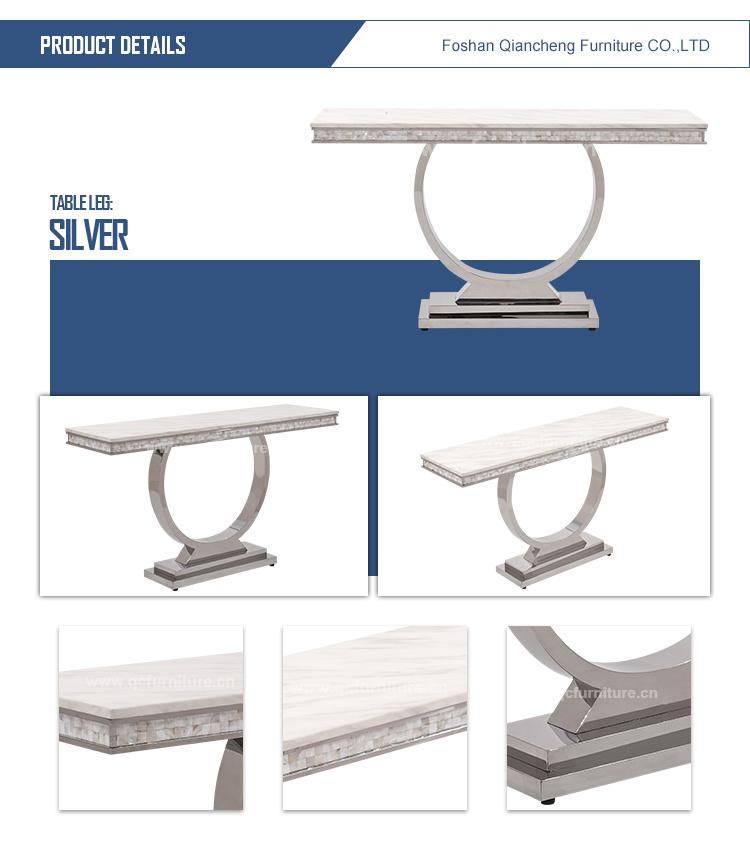 French Style White Marble Top Console Table