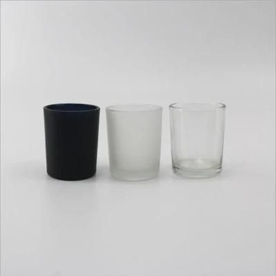 Home Decoration Gift Glassware 200 Ml 8oz Frosted Glass Candle Holder Clear Candle Holder Black Frosted Glass Candle Holder