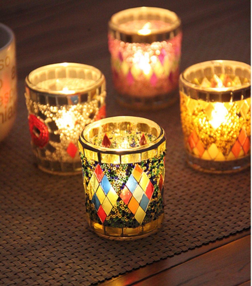 Home Decoration Glassware Marbling Glass Candle Holder Candle Jar Candle Holder