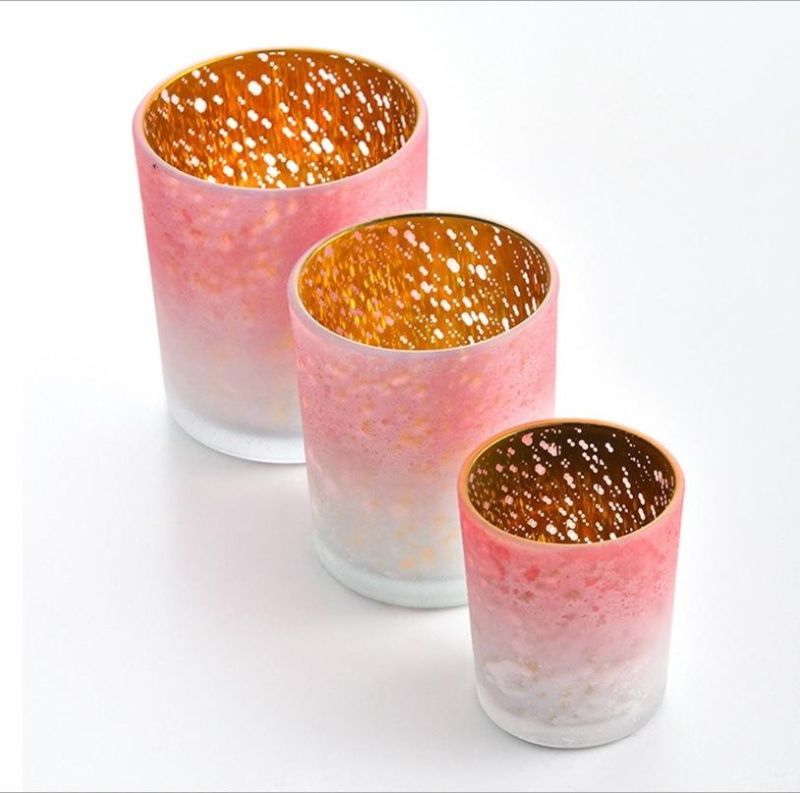 Electroplated Luxury Empty Votive Glass Candle Holder for Candle Container
