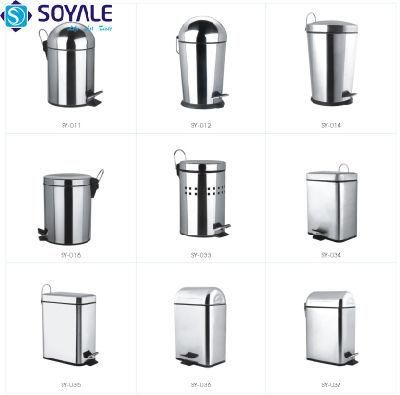 3L 5L 12L Stainless Steel Pedal Dustbin Trash Can with Polish Finishing Sy-033