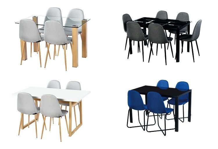 Cheap Dining Furniture Restaurant Modern 6 Chairs Room Glass Dining Table Set