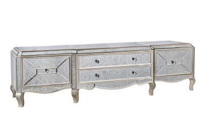 Modern Design China Made Crushed Diamond Glass Crystal Mirrored Sideboard