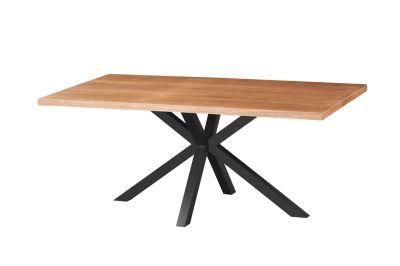 Modern Home Restaurant Office Furniture Table Set Wooden Steel Tube Dining Table for Living Room