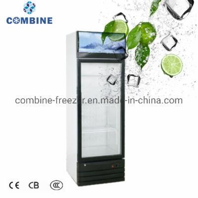 Low Price Vertical Beverge Refrigerator Single Glass Door Display Freezer Showcase Cooler