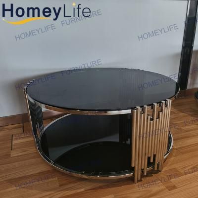 Modern Round Mirrored Glass Top Coffee Table for Outdoor Hotel Table