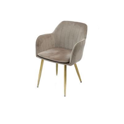 Nordic Home Bedroom Cafe Bar Furniture Velvet Fabric Dining Chair with Gold Legs