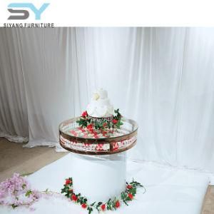 Hotel Furniture Gold Stainless Steel Wedding Cake Table for Event