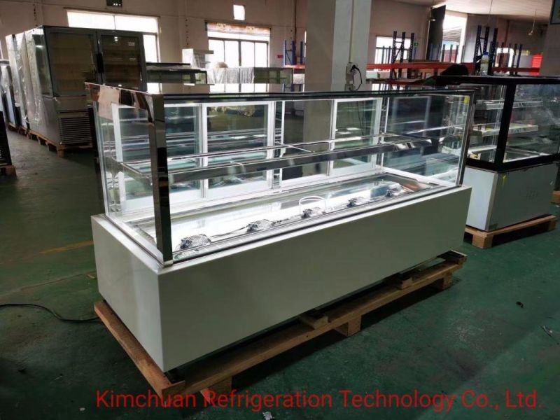 Font Sliding Glass Door Kitchen Chiller Stainless Display Cake Showcase Refrigerator Cabinet