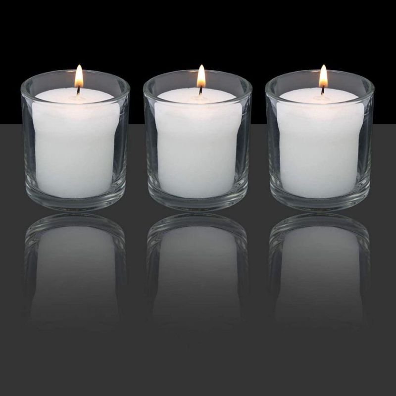 Wholesle 1 Day 210ml 4oz Transparent Glass Jar Cup Candlestick for Dinner Wedding Home Decoration D70*H80mm