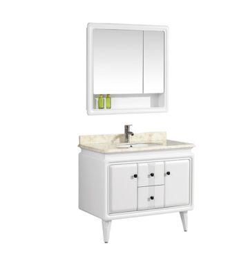 Modern Bath Waterproof Floor Mounted Bathroom Vanity with Sink Mirror Cabinet