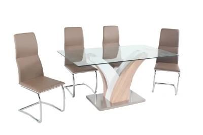 Modern Wholesale Living Room Furniture Glass Desktop MDF Dining Table for Home Outdoor