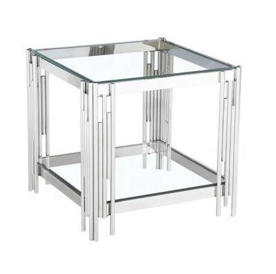 Home Living Room Furniture Tempered Glass Stainless Steel Frame Console Table Hallway Table Nightstand Table