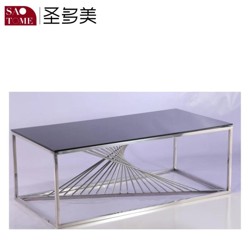 Modern New Black Glass Rectangular Coffee Table