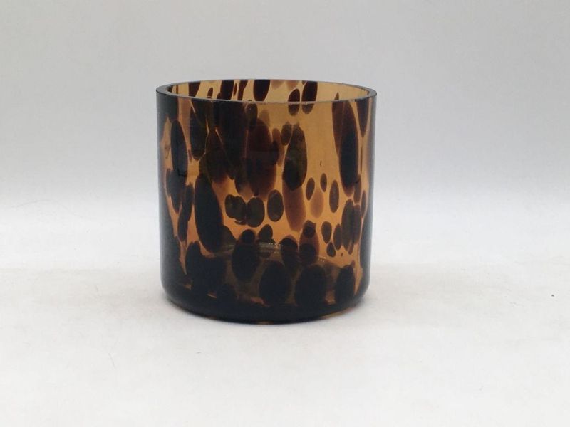 Glass Candle Holder with Leopard Print Various Pattern