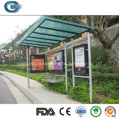 Huasheng Wooden Bus Stop Shelter China Metal Bus Stop Manufacturer Customized Outdoor Bus Stop Shelter with Advertising Light Boxes