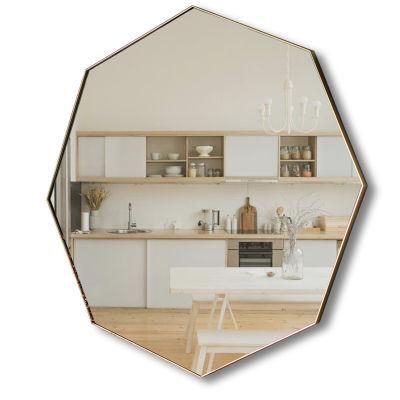 Dcorative Gold Metal Frame Octagon Shape Bathroom Mirror for Wall