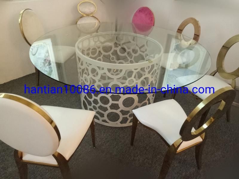 Round Glass Top Exterior LED Furniture for Event Wedding Dining Table Rent and Sales